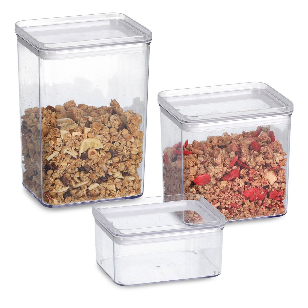 Set de 3 contenedores Apilables de Plástico - Organización Vertical y Modular