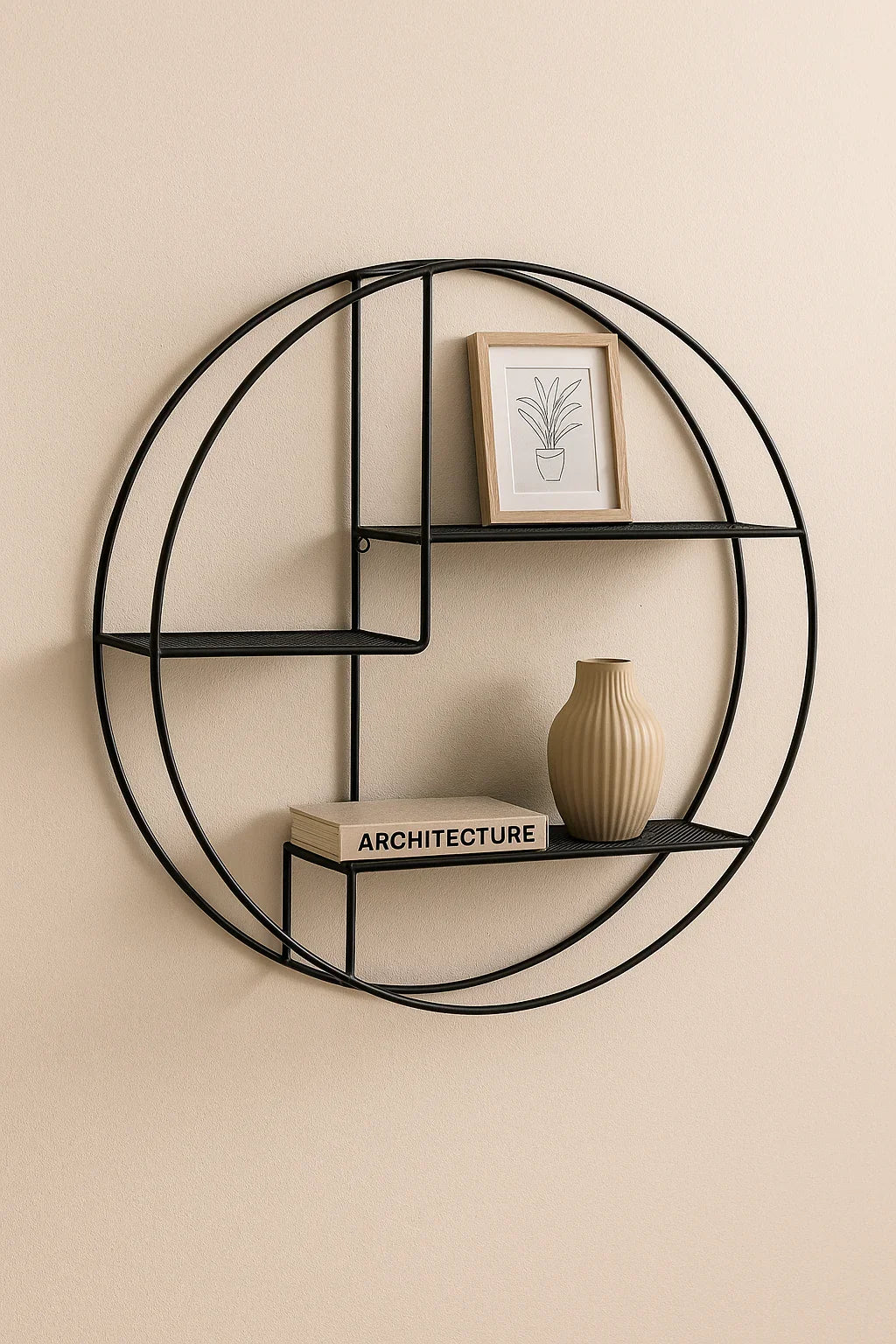 Estante de Pared Redondo – Metal Negro - Style Home Shop