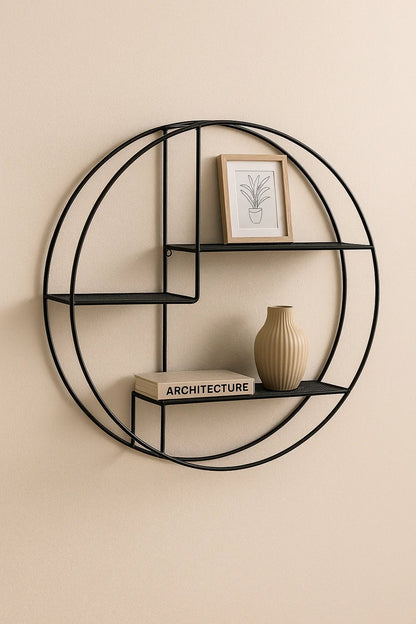 Estante de Pared Redondo – Metal Negro - Style Home Shop