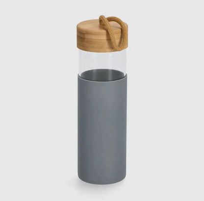 Botella de vidrio 500 ml con tapa de bambú - Style Home Shop